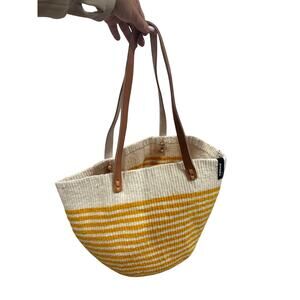 Mifuko Pamba Shopper Basket Yellow Stripes NWT